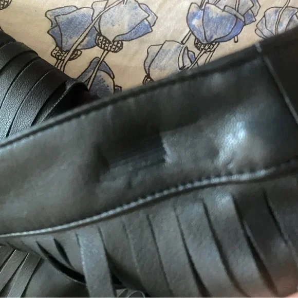 N:Philanthropy Women Black Faux Leather Fringe Skirt M new with tags - Picture 5 of 6